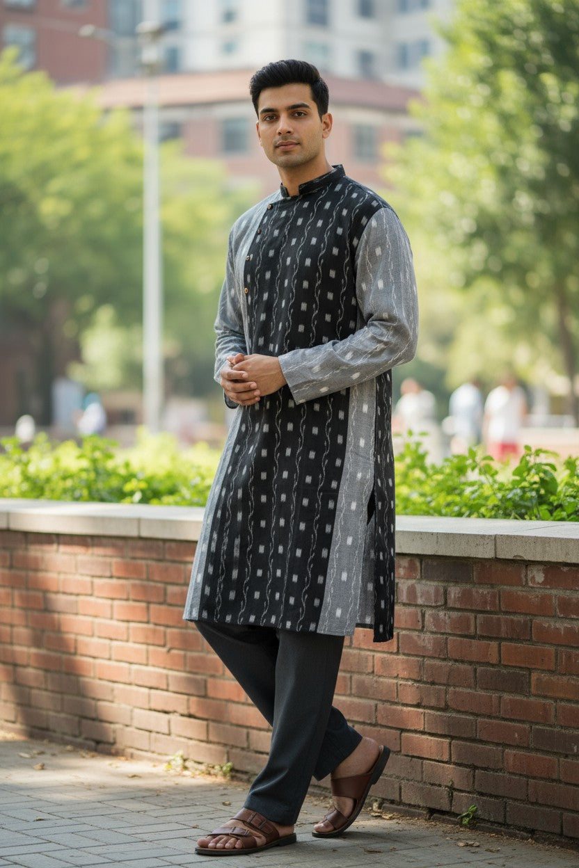 Handloom Deisgner Half Half Mens Kurta