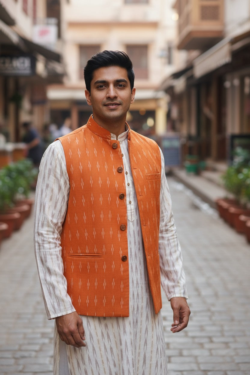 Handloom Orange Men's Jacket