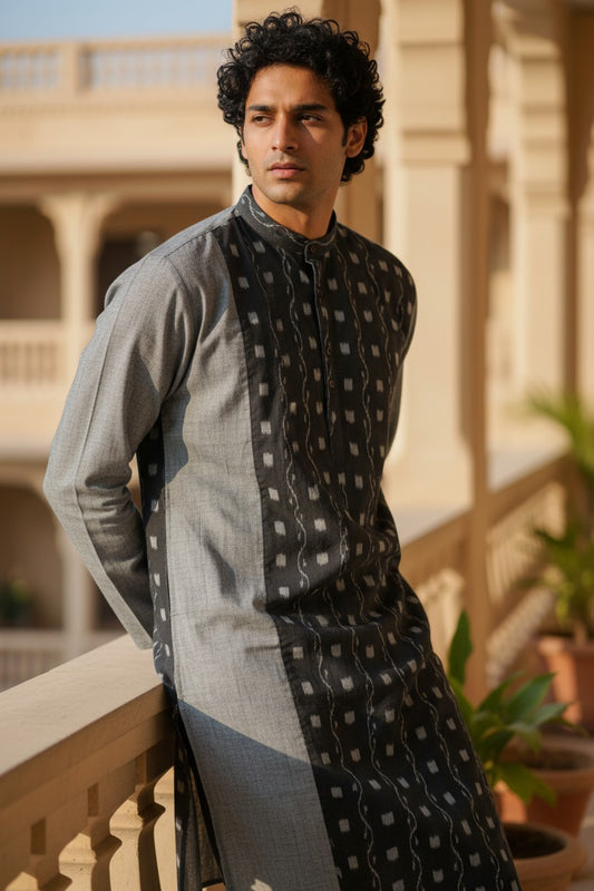 Handloom Deisgner Half Half Mens Kurta