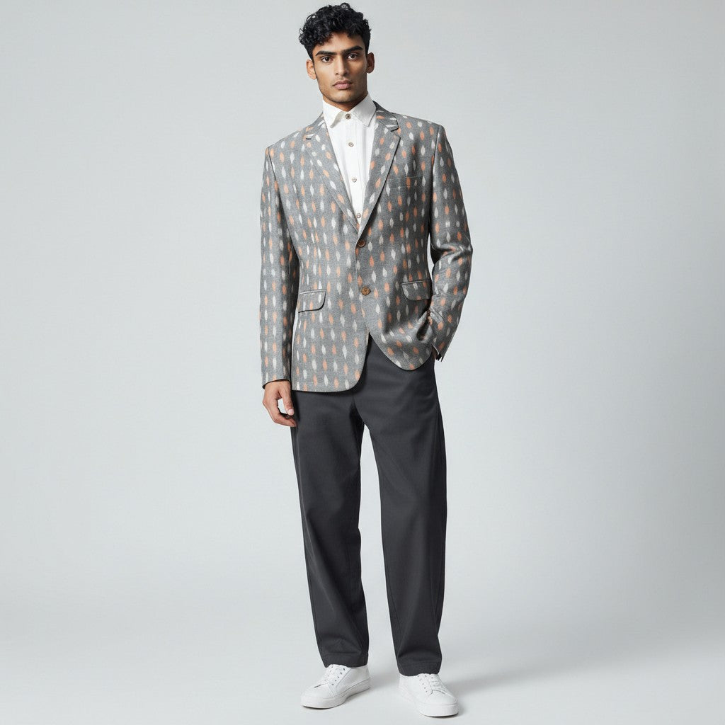 Handloom Men's Grey Blazer
