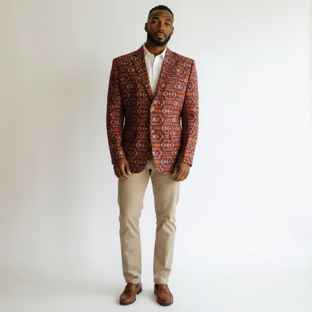 Handloom Men's Maroon Blazer