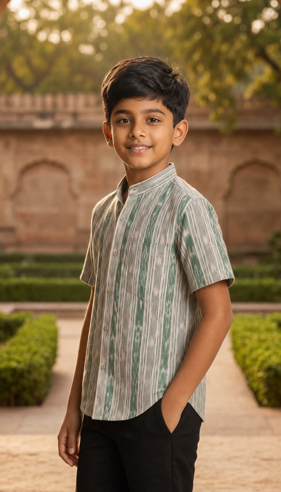 Handloom Boys White Half Shirt