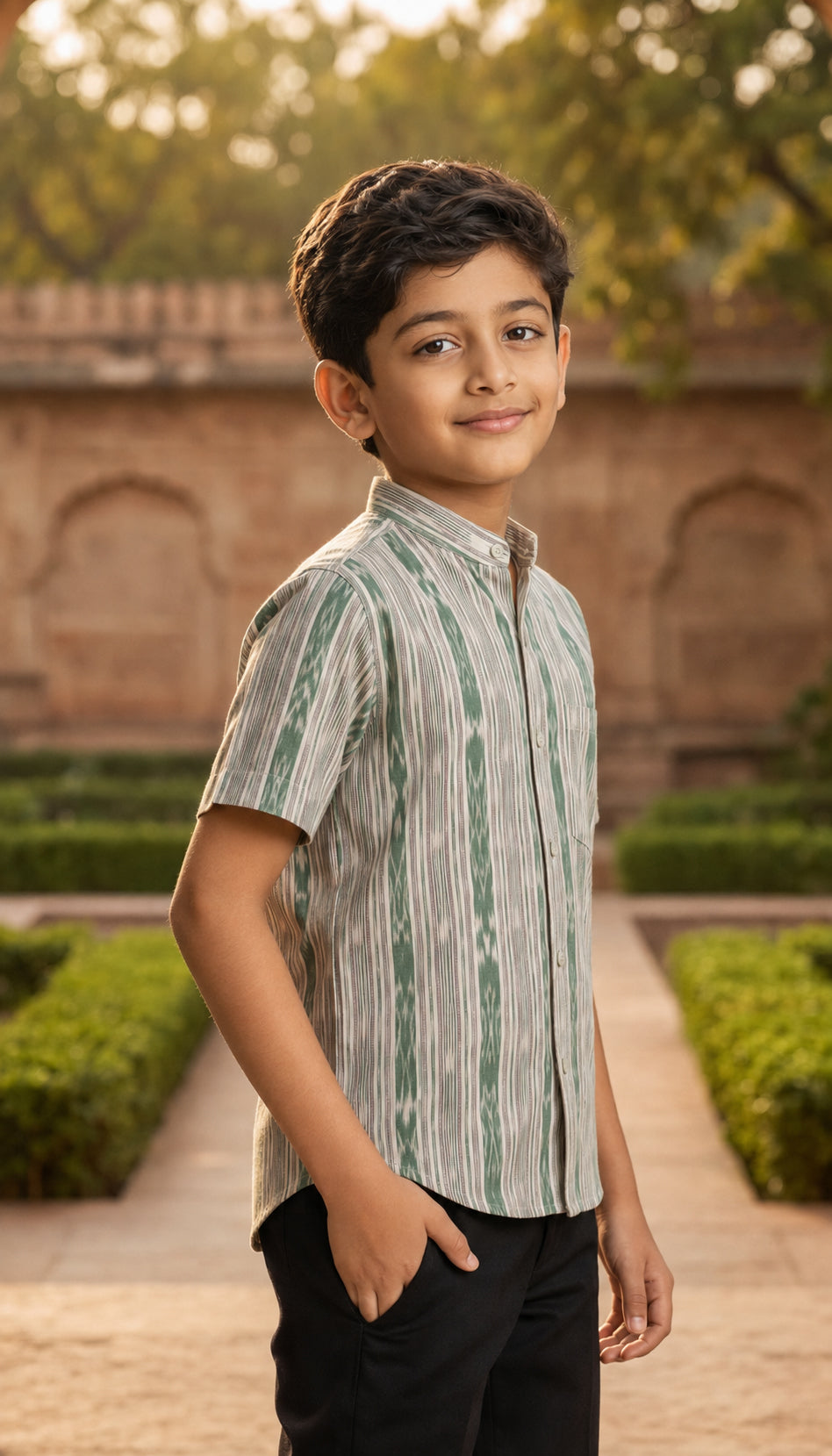 Handloom Boys White Half Shirt