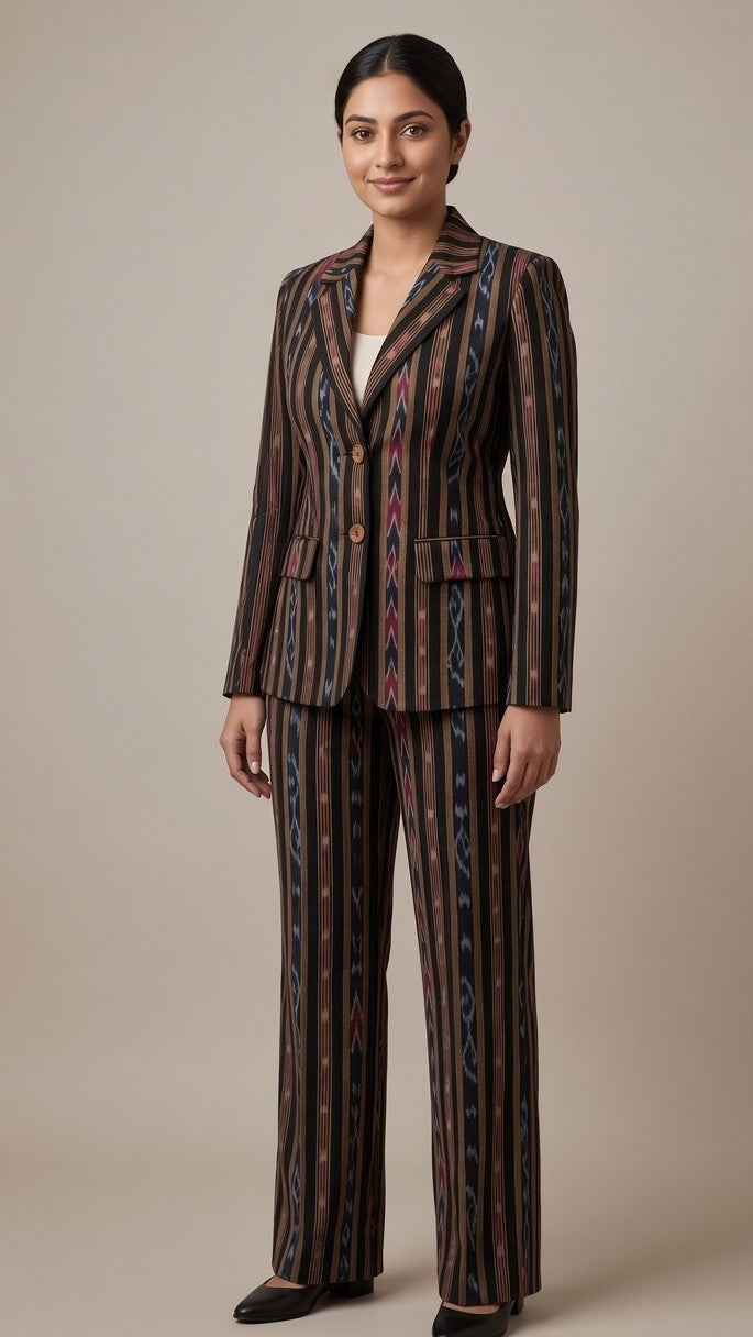 Handloom Womens Stylish Black Blazer Suit