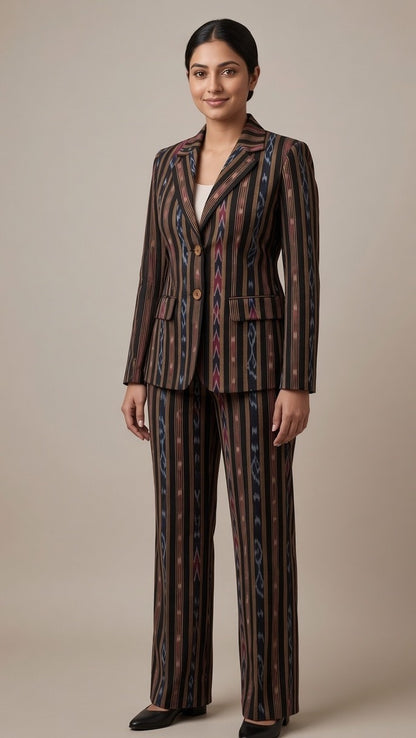 Handloom Womens Stylish Black Blazer Suit