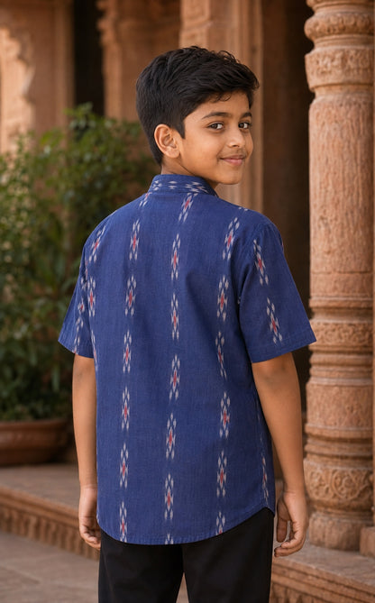 Boys Handloom Blue Shirt