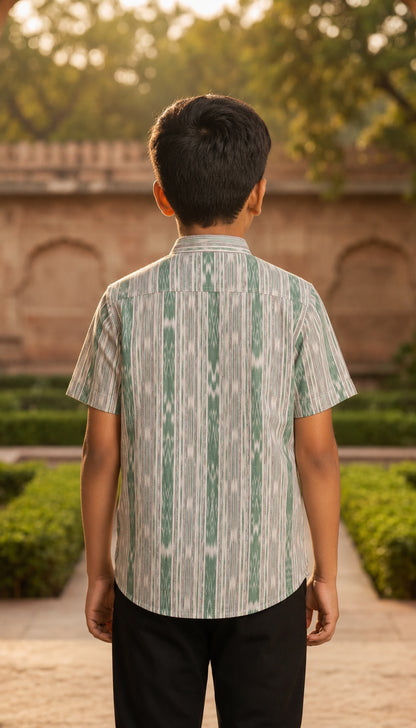 Handloom Boys White Half Shirt