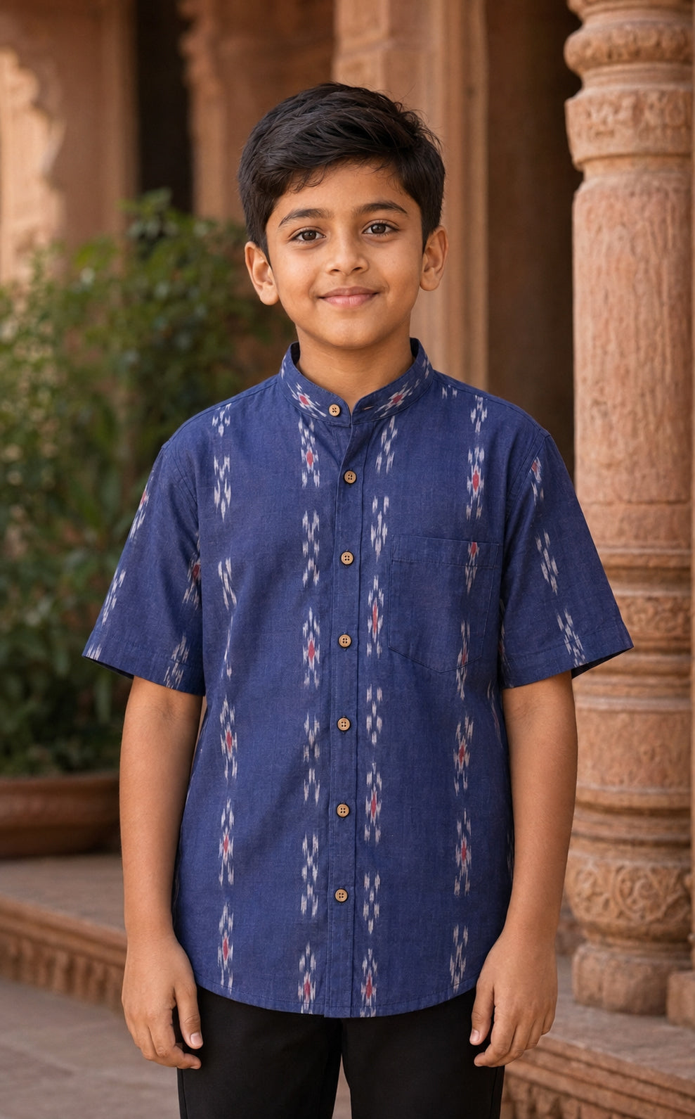 Boys Handloom Blue Shirt