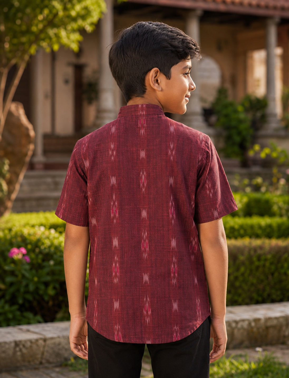 Handloom Boys Marron Half Shirt
