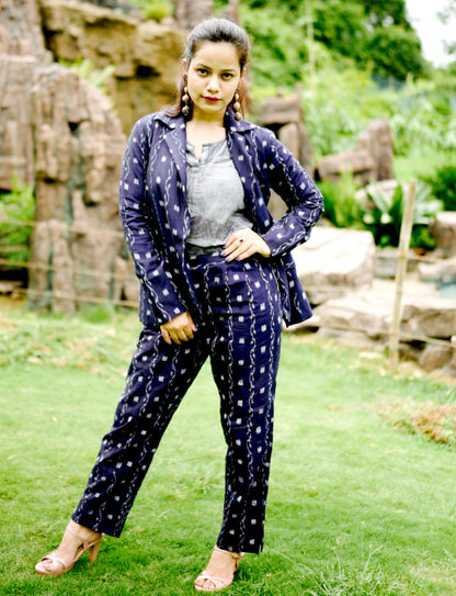 Handloom Stylish Blue Blazer Suit