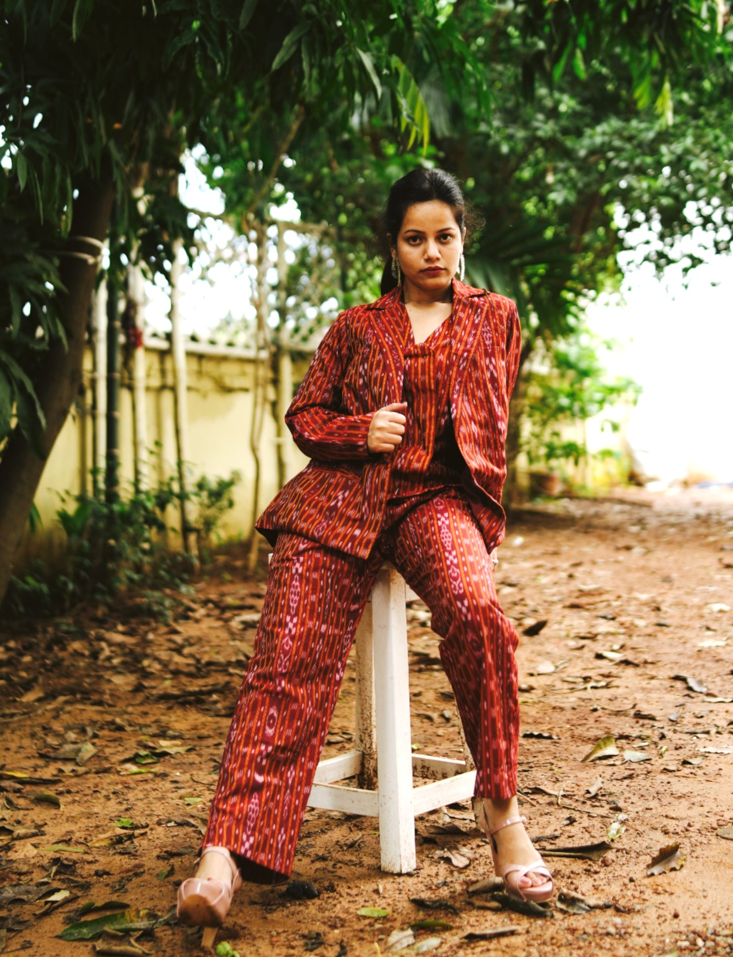 Handloom Marron 3-Piece Blazer Suit