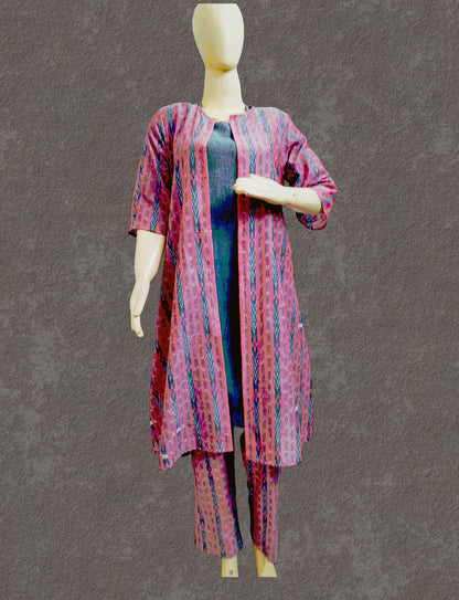 Women Cotton Pink Shrug Kurta & Pant Set