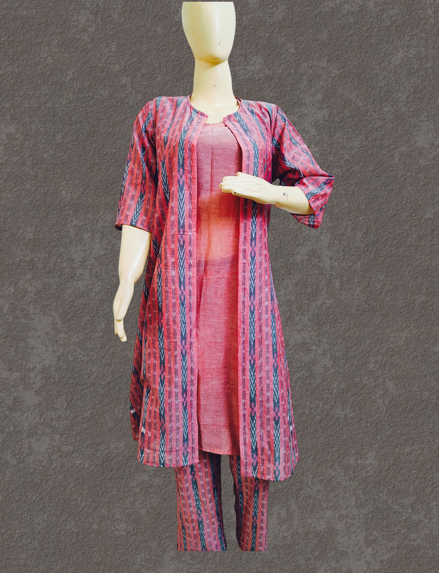 Women Cotton Pink Shrug Kurta & Pant Set