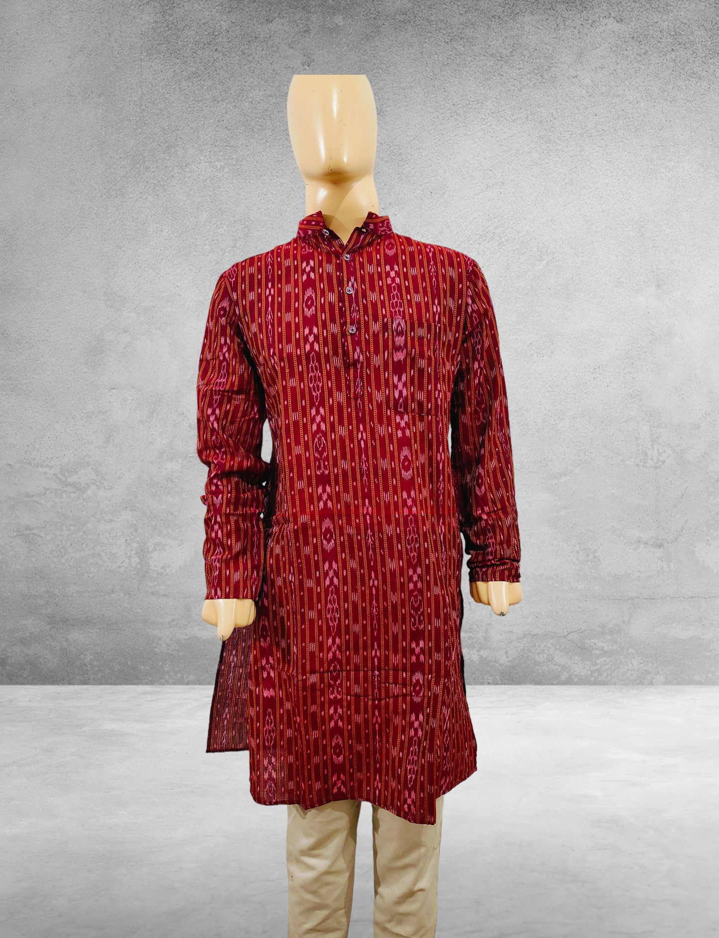 Handloom Cotton Marron Mens Kurta