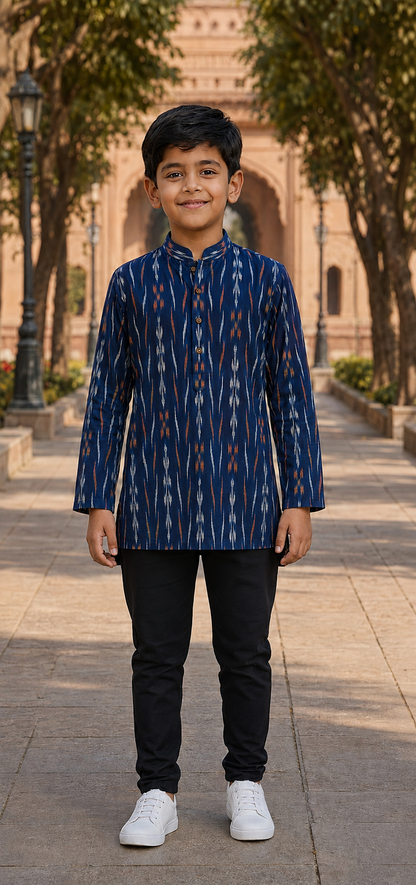 Handloom Boys Blue Short Kurta