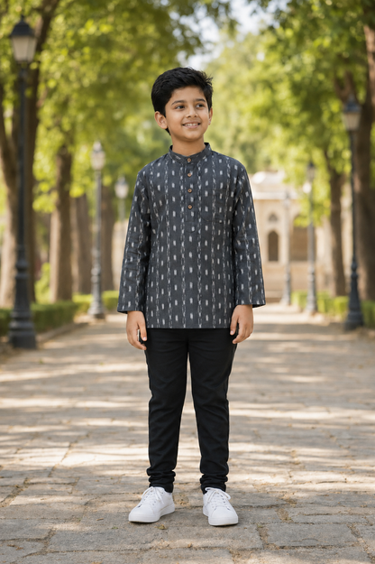 Handloom Boys Black Short Kurta