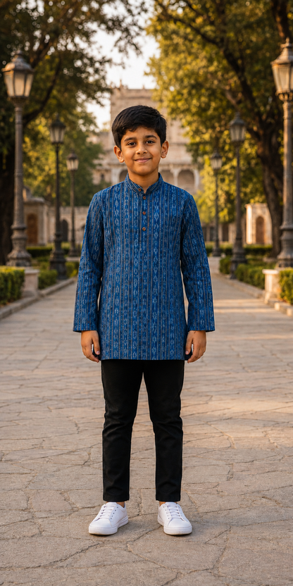 Handloom Boys Blue Short Kurta