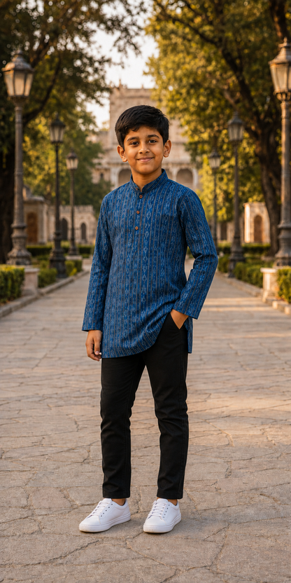 Handloom Boys Blue Short Kurta