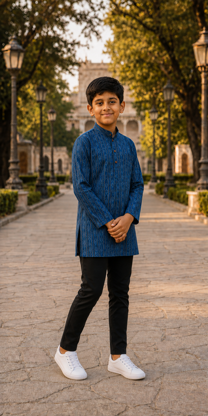 Handloom Boys Blue Short Kurta