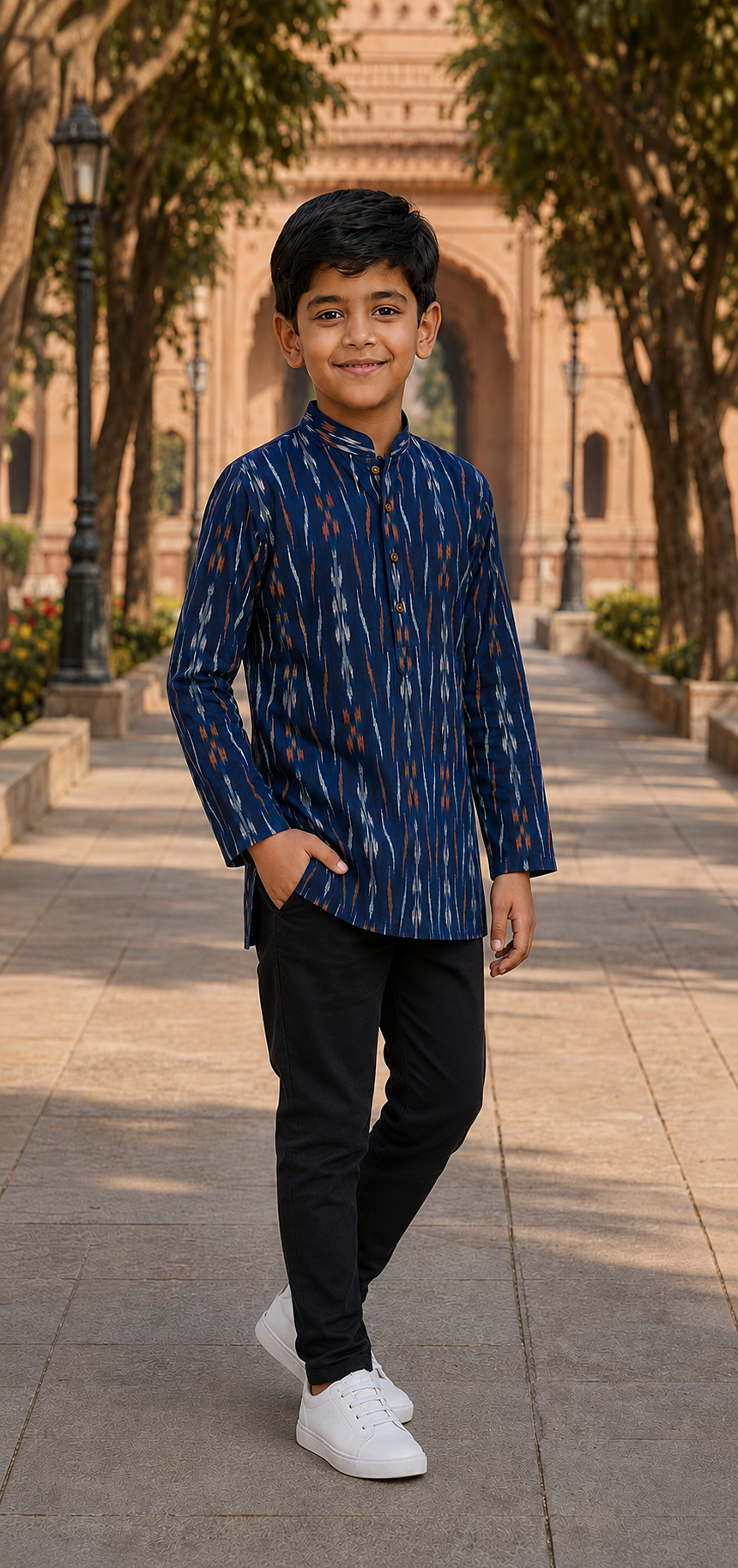 Handloom Boys Blue Short Kurta