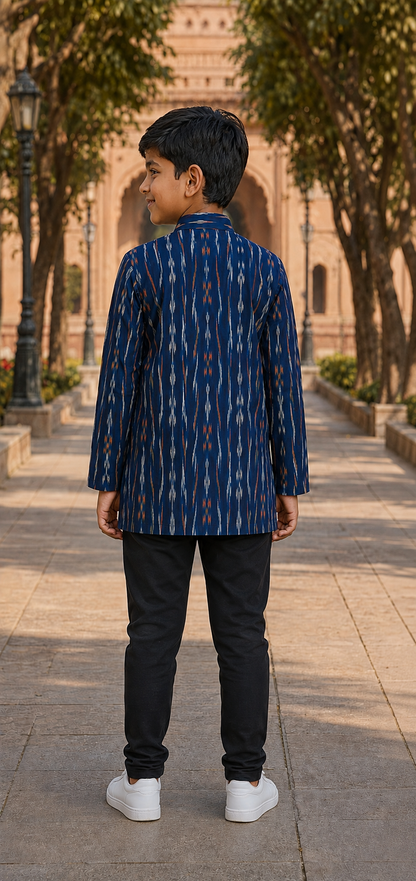 Handloom Boys Blue Short Kurta