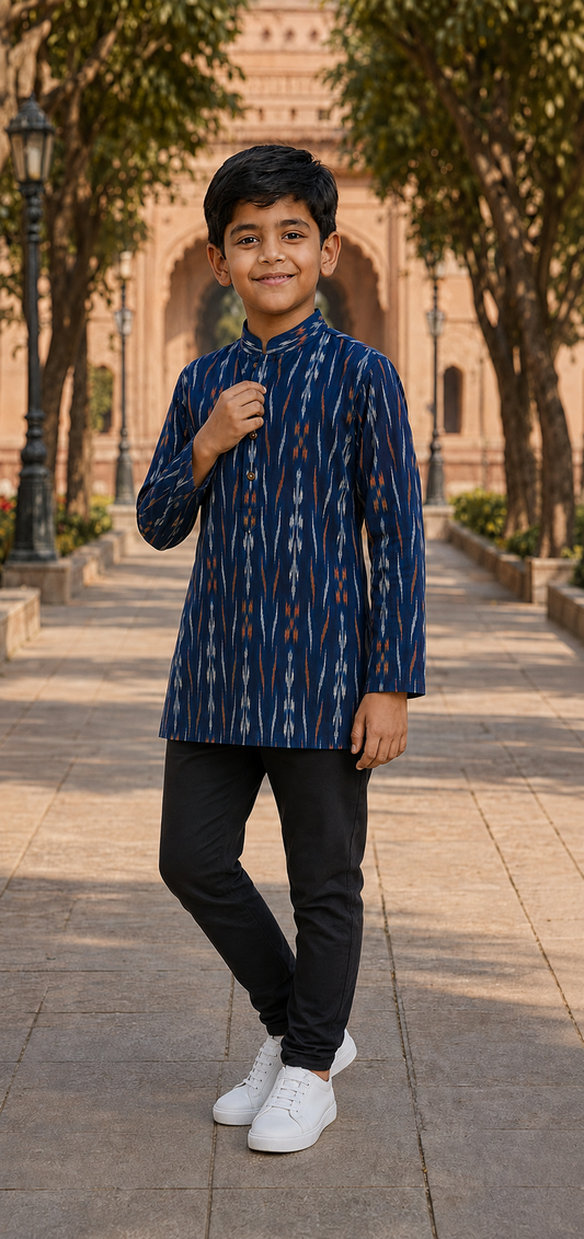Handloom Boys Blue Short Kurta