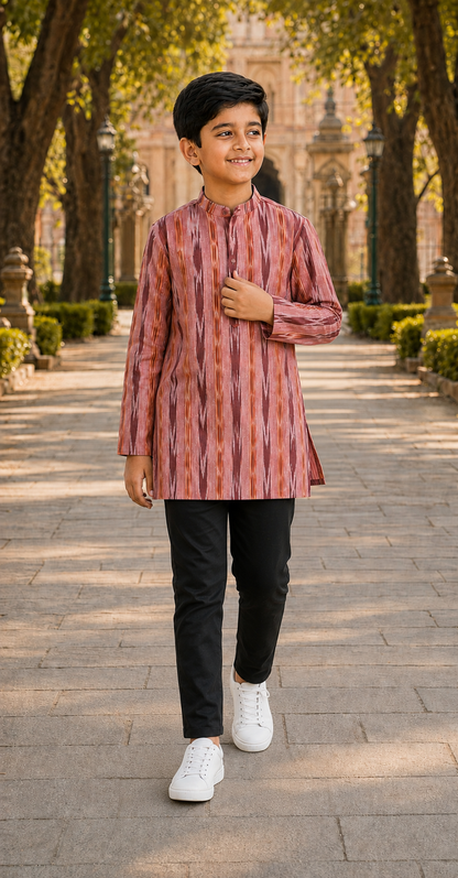 Boys Pink Short Kurta