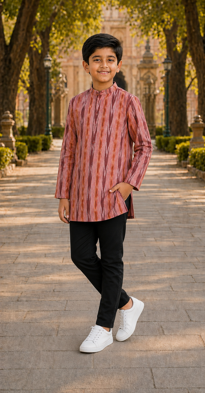 Boys Pink Short Kurta