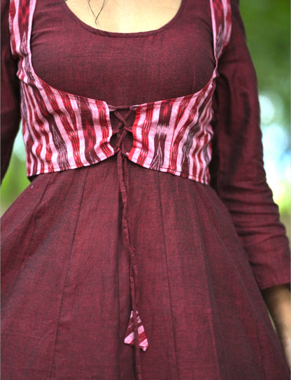 Maroon Anarakali  Set with Short Jacket