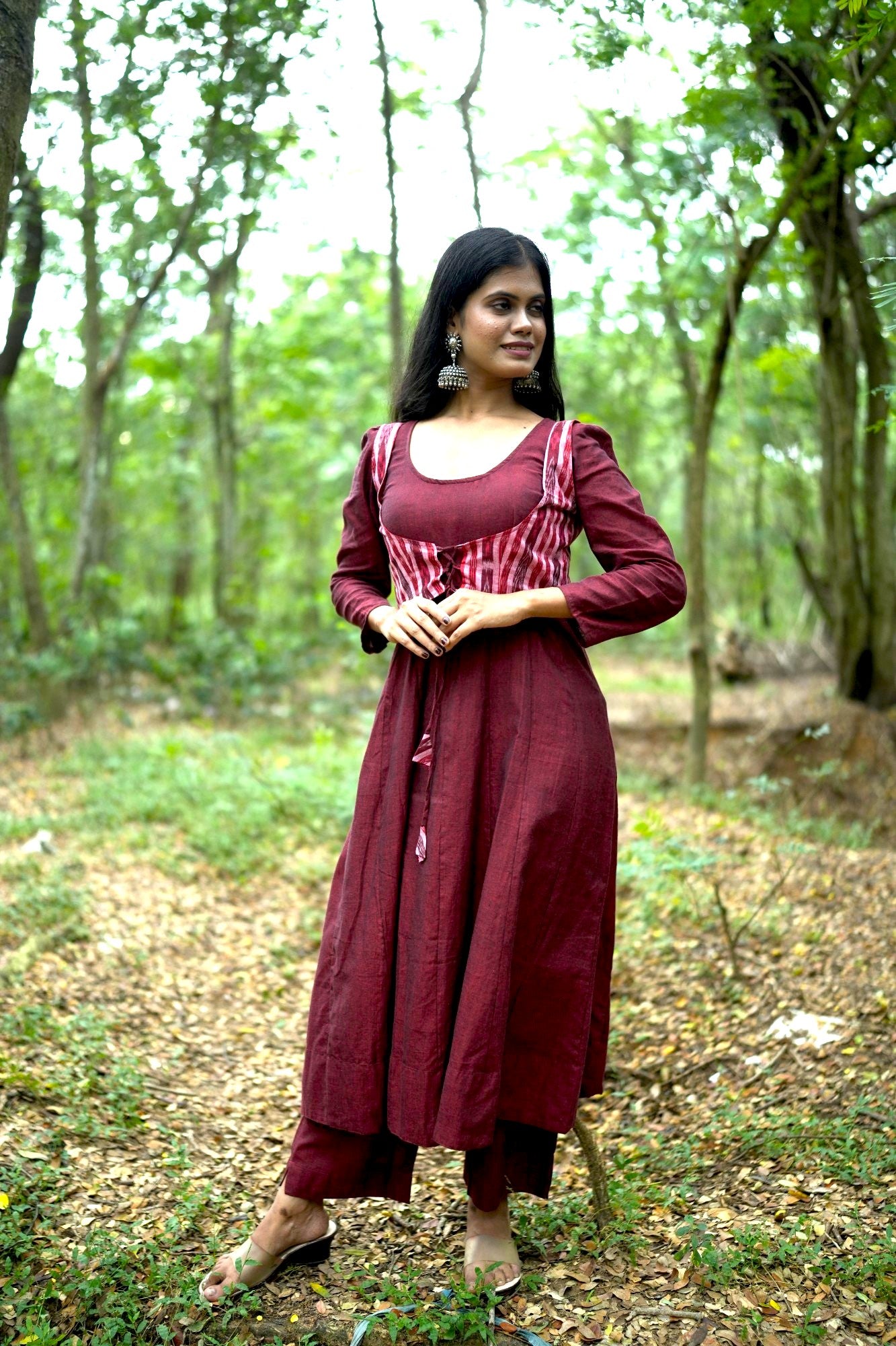 Maroon Anarakali  Set with Short Jacket