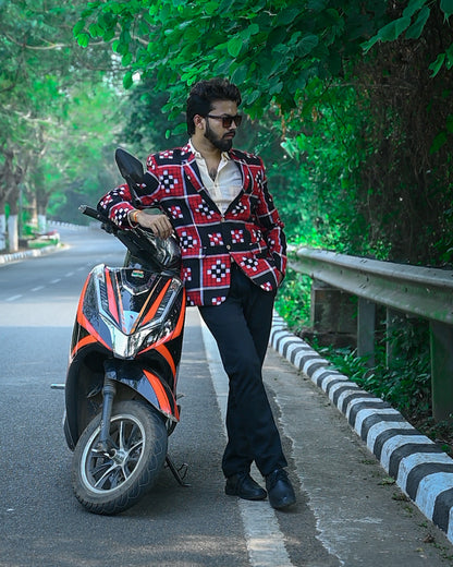 Black & Red Pasapali Men's Blazer | We Handloom