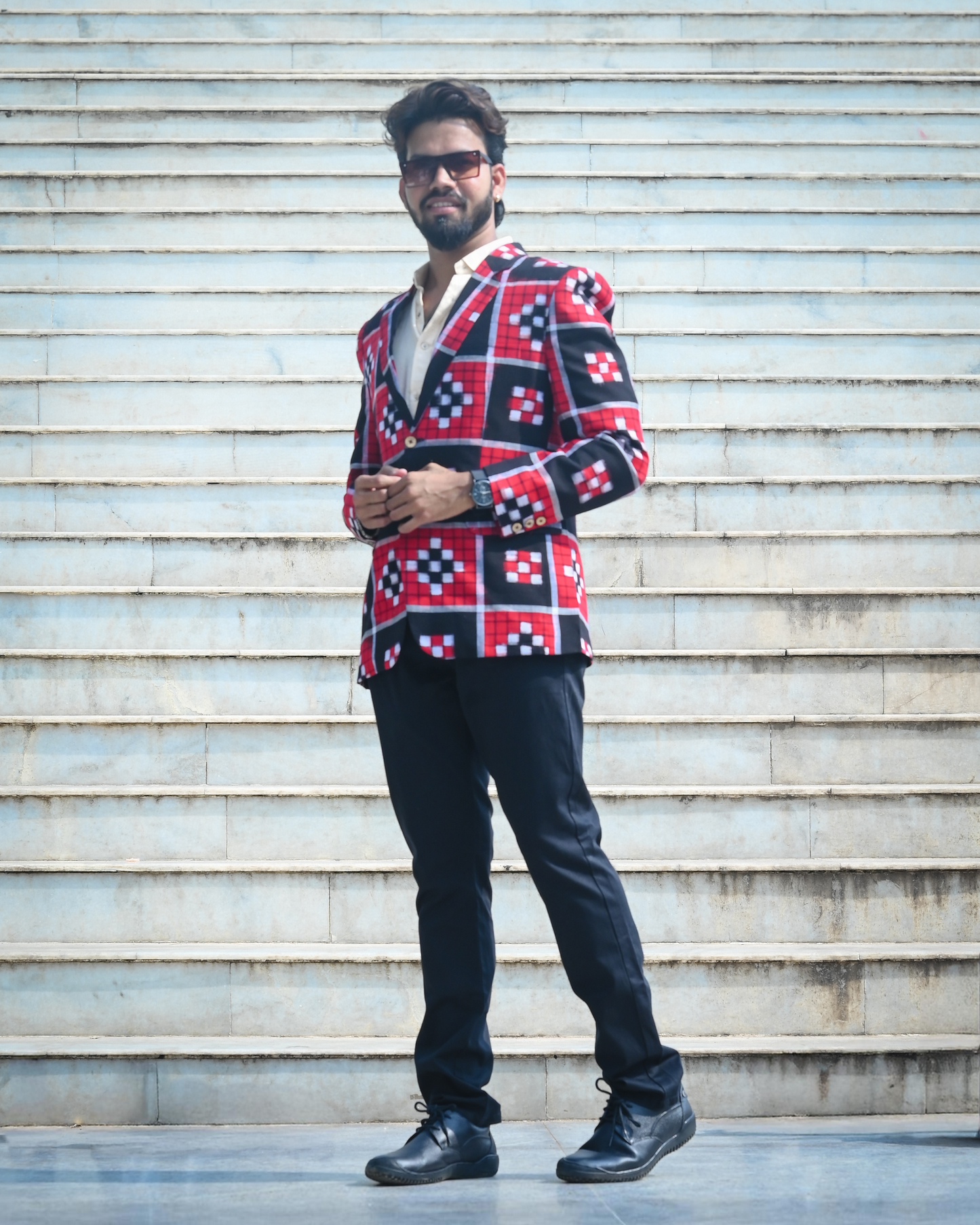 Black & Red Pasapali Men's Blazer | We Handloom