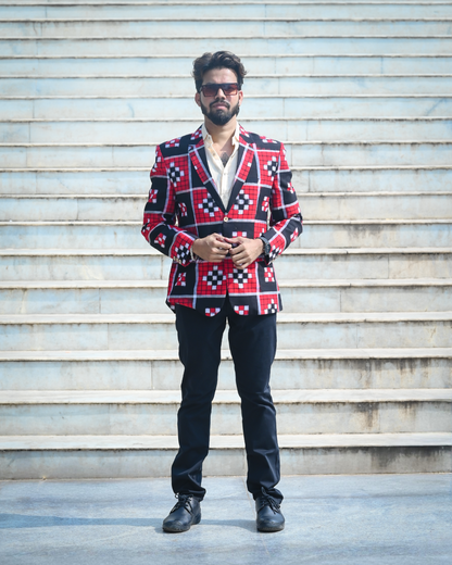 Black & Red Pasapali Men's Blazer | We Handloom