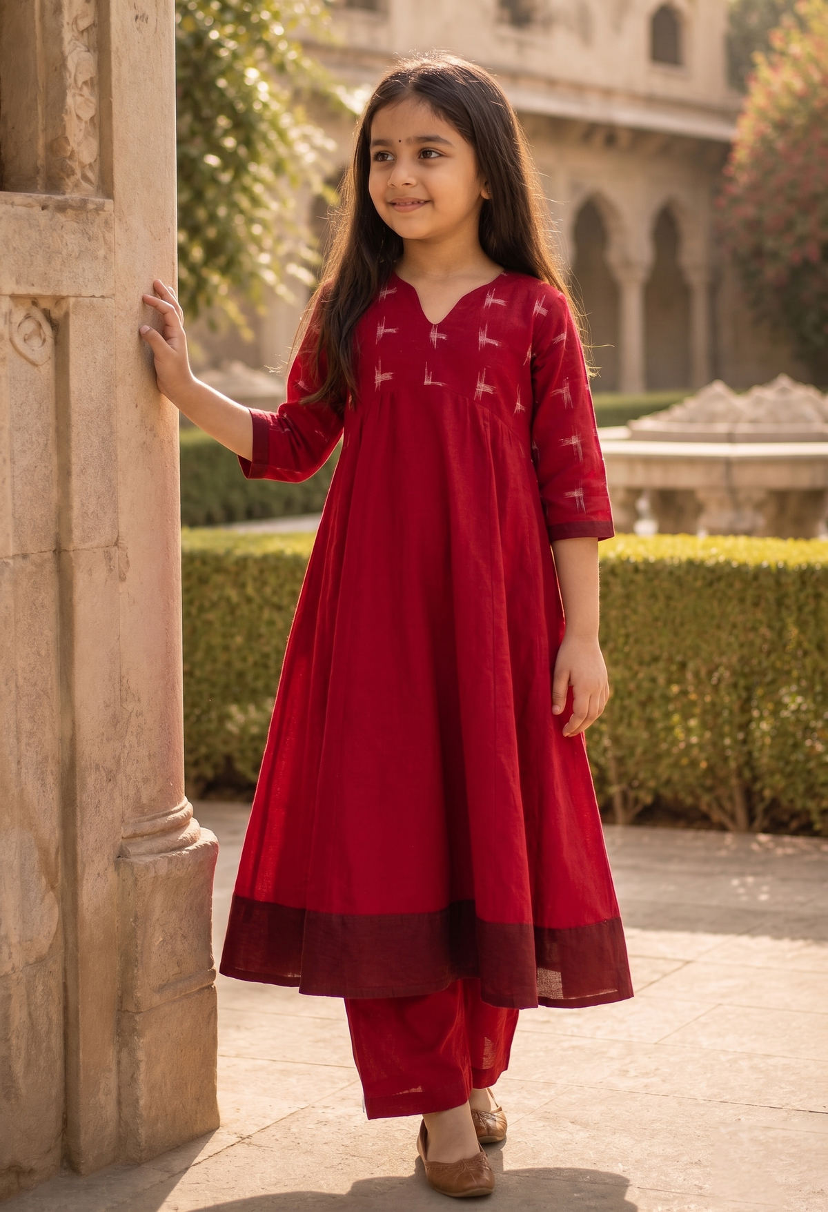 Handloom Girl Marron Kurta Set