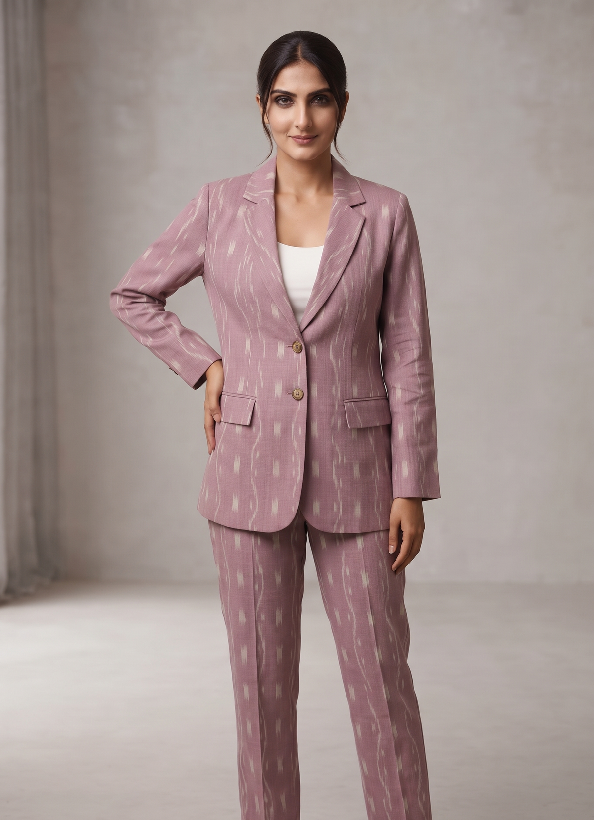 Handloom Womens Pink Rose Blazer Suit