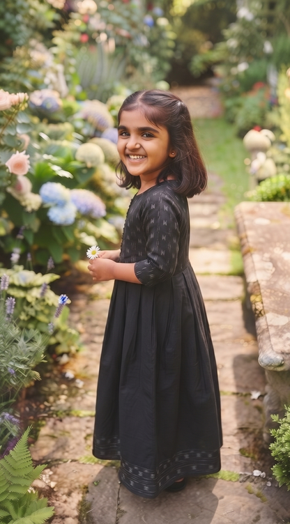 Handloom Black Girls Anarkali Kurta