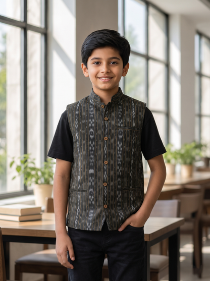 Boys Black Half Jacket