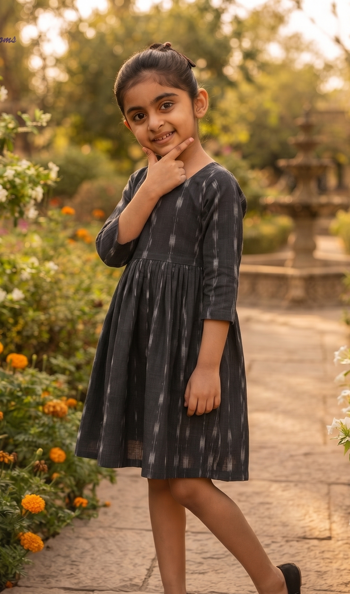 Handloom Girls Black Dress