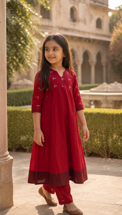 Handloom Girl Marron Kurta Set