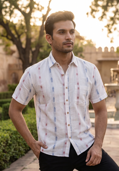 Handloom White Fish Men's Shirt