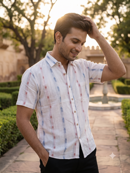 Handloom White Fish Men's Shirt