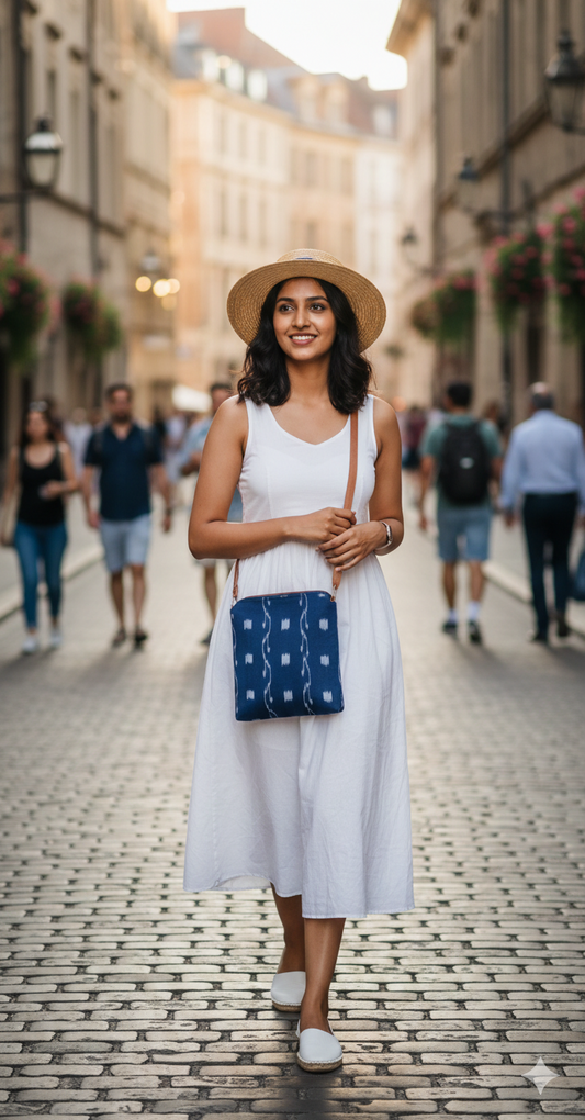 Handloom Sling Blue Bag
