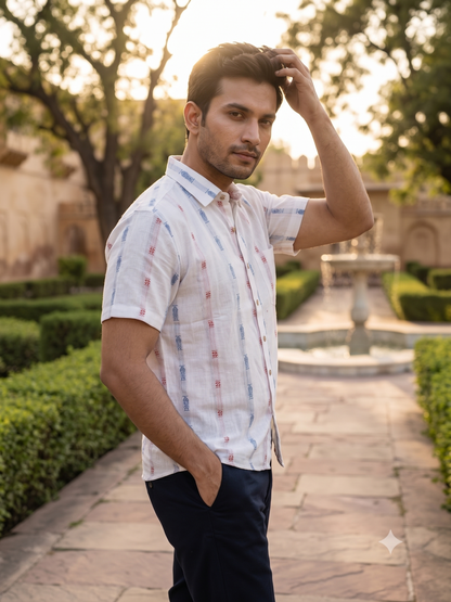 Handloom White Fish Men's Shirt