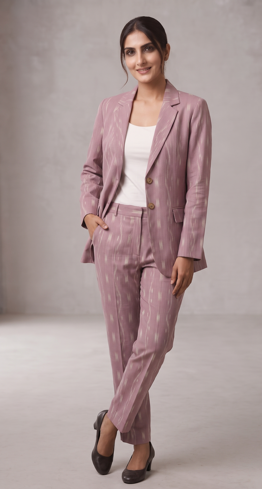 Handloom Womens Pink Rose Blazer Suit