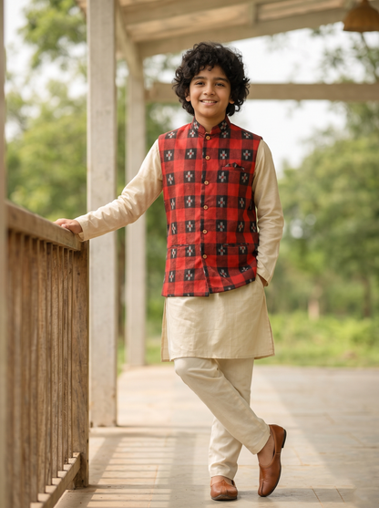 Boys Red Star Half Jacket