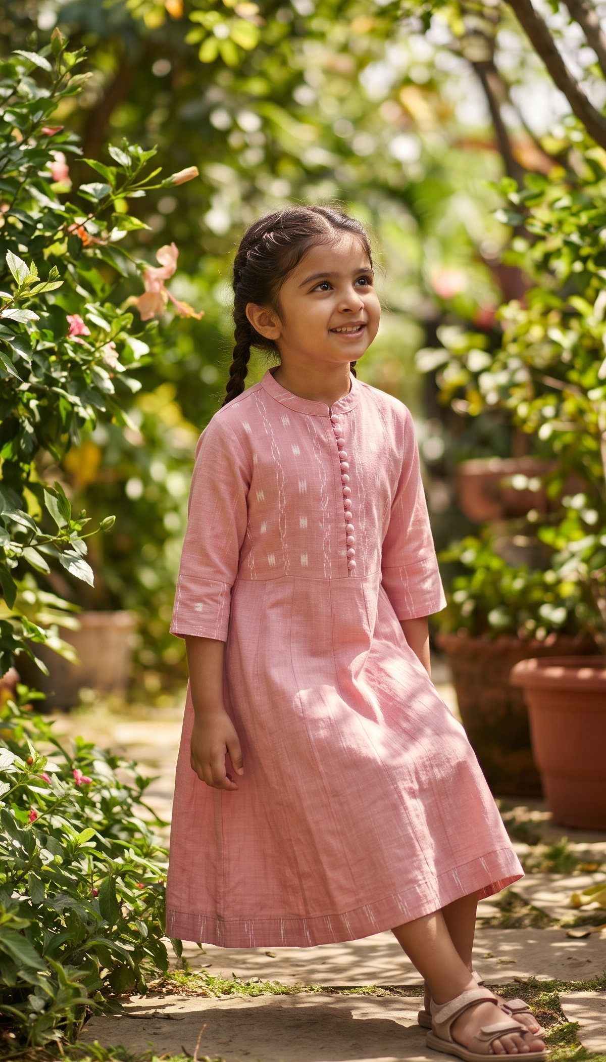 Handloom Pink Girl Kurta