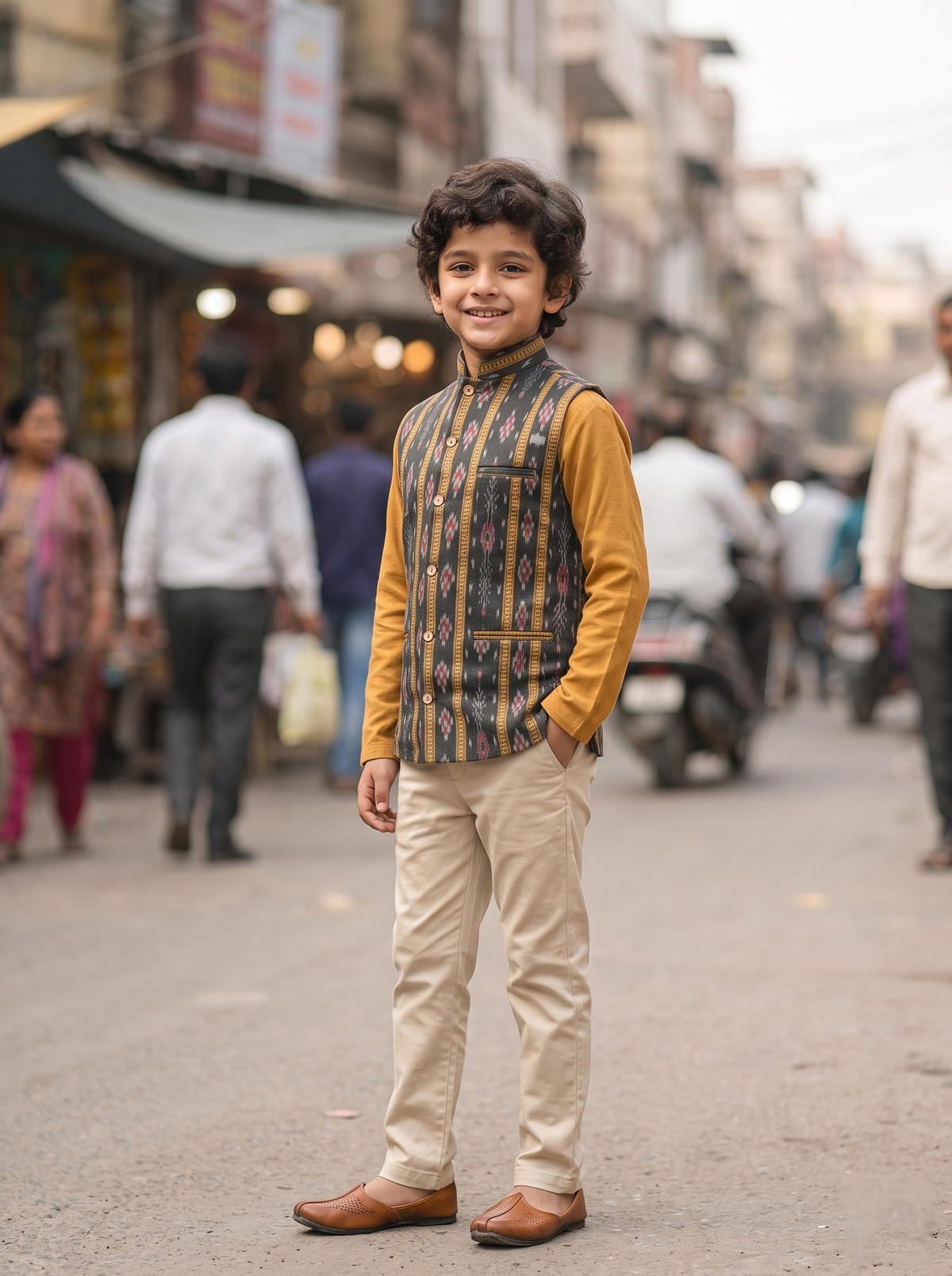 Boys Black Passapli mustard Half Jacket