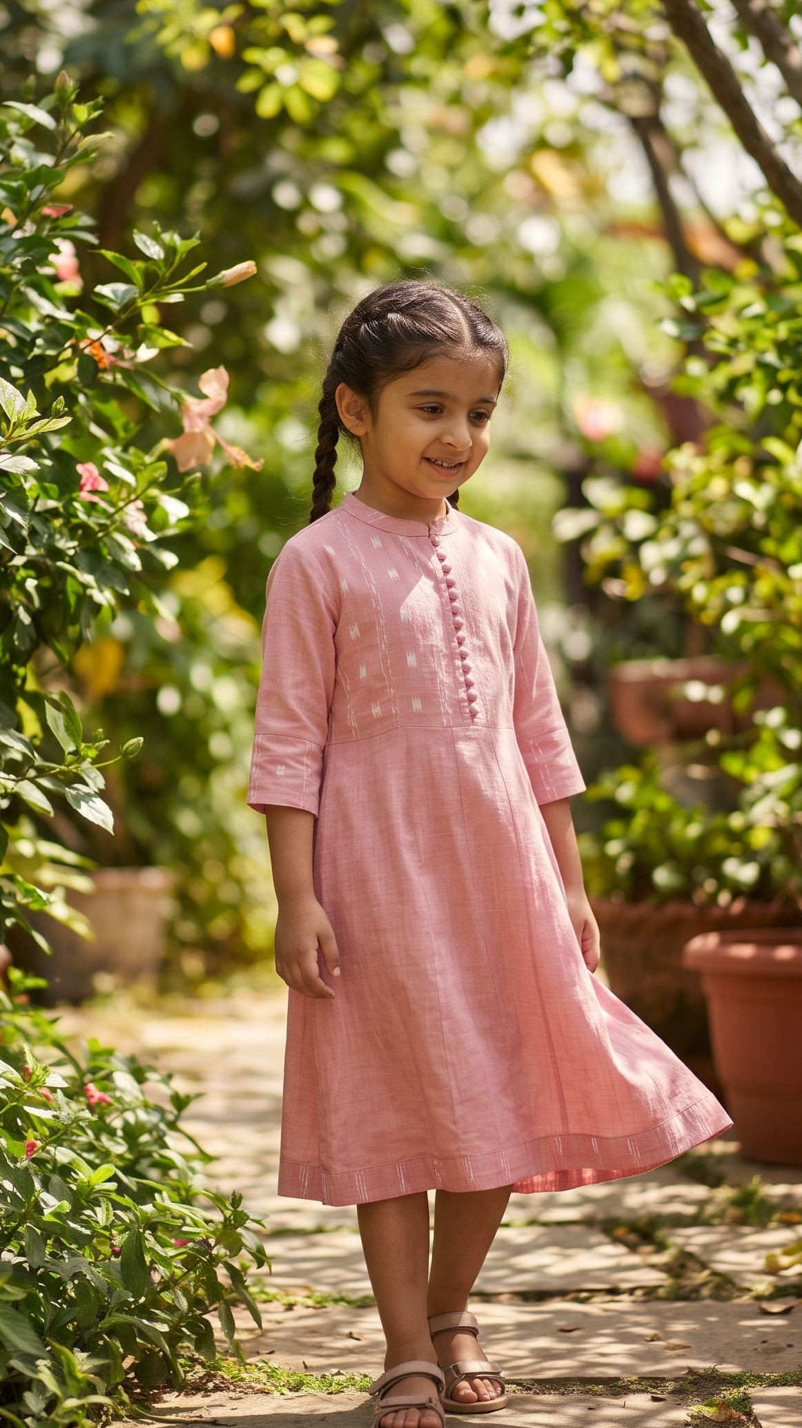 Handloom Pink Girl Kurta