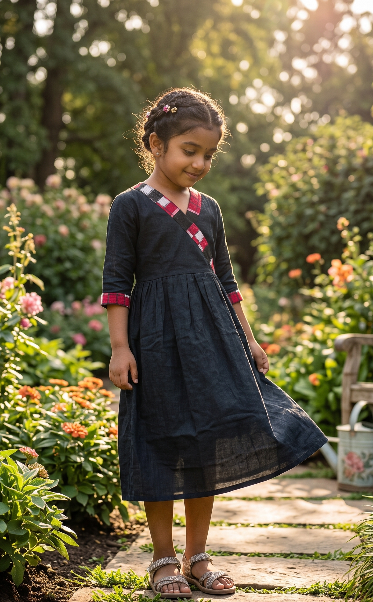 Handloom Black Girls Kurta
