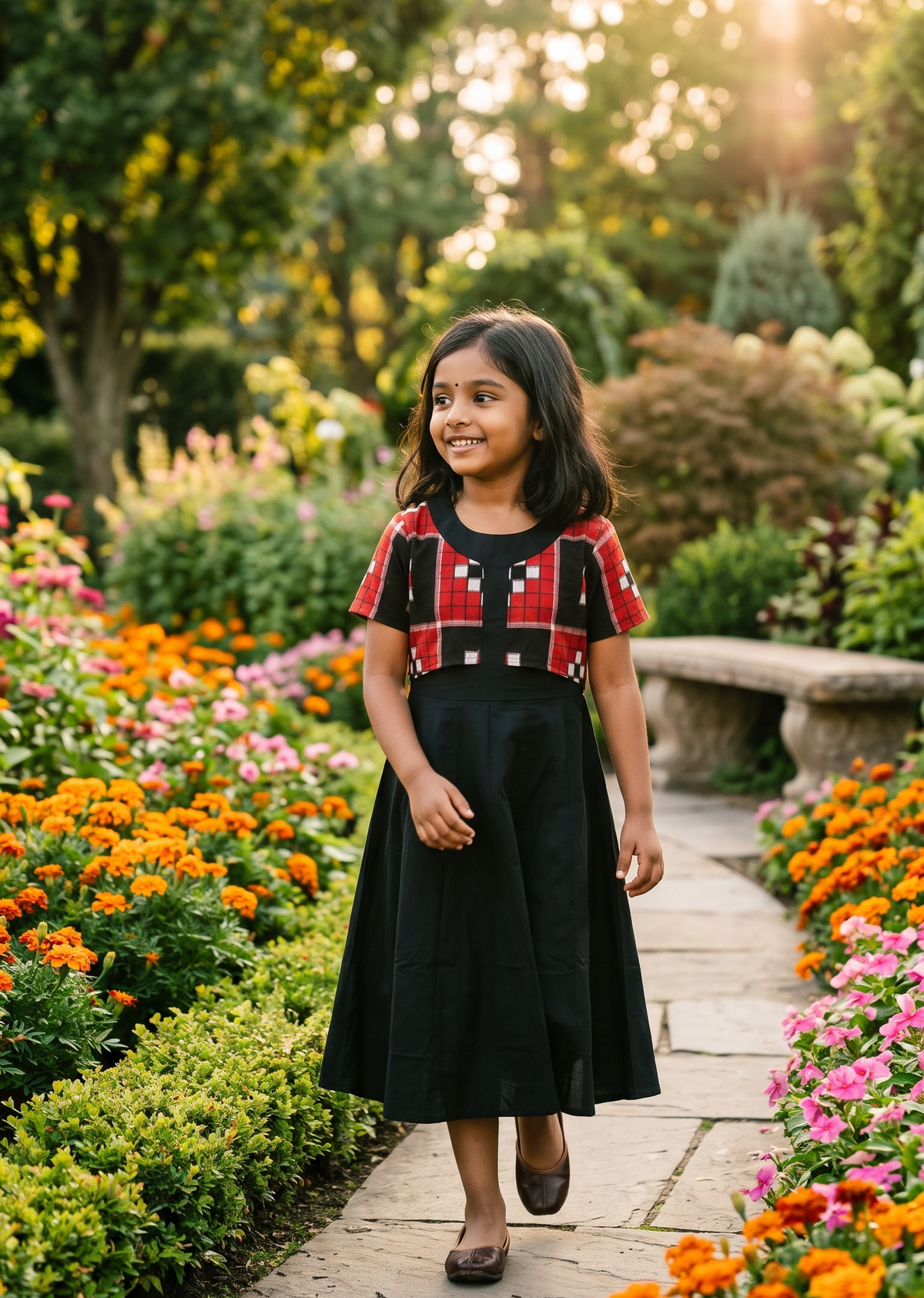 Handloom Kurta Black Passapali Girl Dress